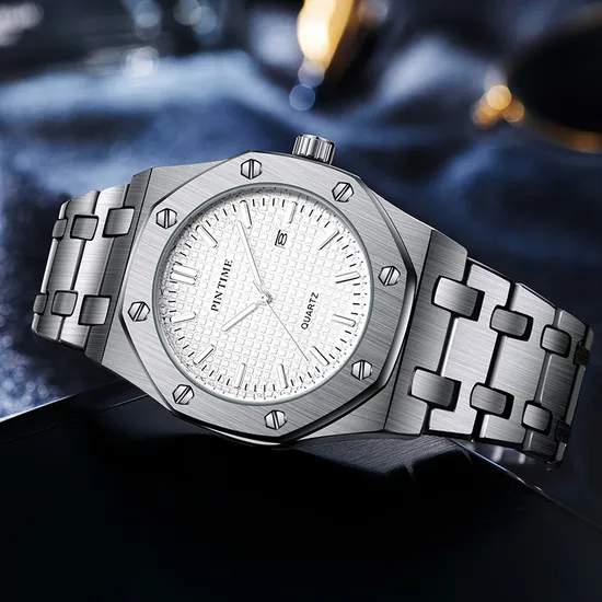 Quartz Watch Men′s Octagonal Steel Belt Watch Men′s Waterproof Model