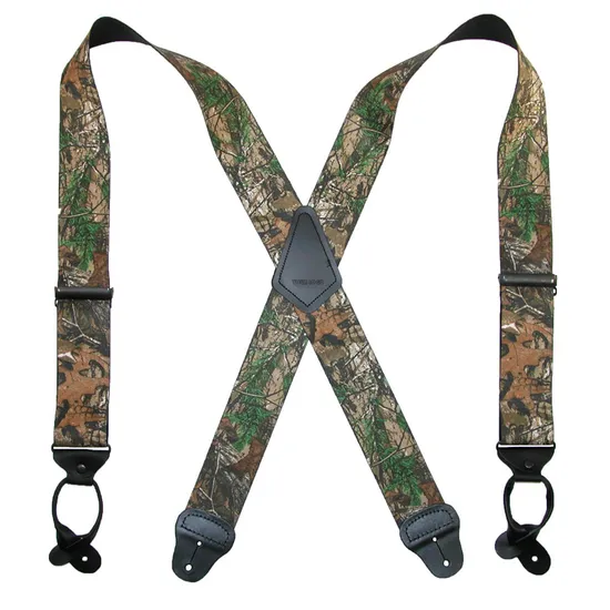 Factory Manufacturer Sublimation Printed Camouflage Outdoor Heavy Duty X Back Metal Clip Suspender with Custom Logo