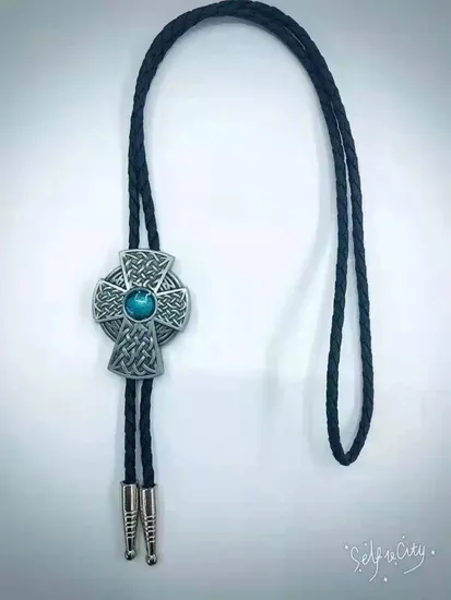 American Western Cowboy Bolo Tie Collar Rope Vintage Shirt Chain Rope Leather Necklace Bolo Tie Alloy Tie