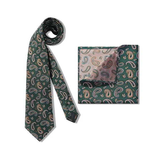 Custom Design Logo 100% Digital Printed Twill Silk Classic Paisley Tie Businessmen