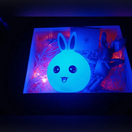 Rabbit Bedside Small Night Light Eye Protection Sensing Small Table Light Lamp Charging Table Light Bedroom Tapping Light Eye Protection Sensing Light
