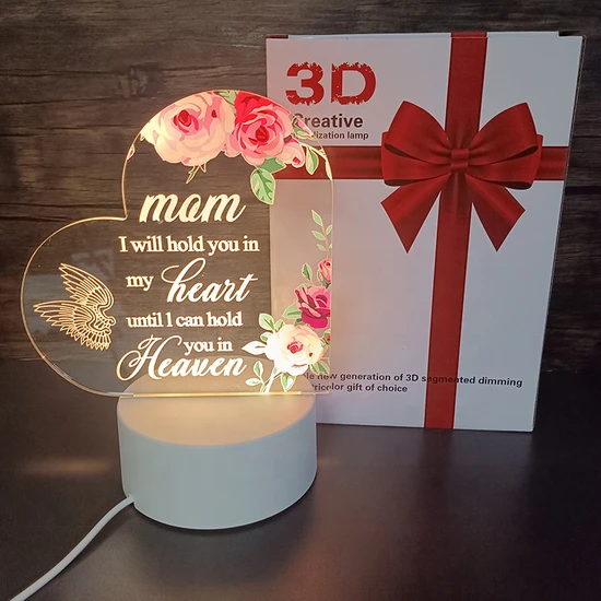 3D Night Light with UV Color Printing for Valentine′s Day Gifts