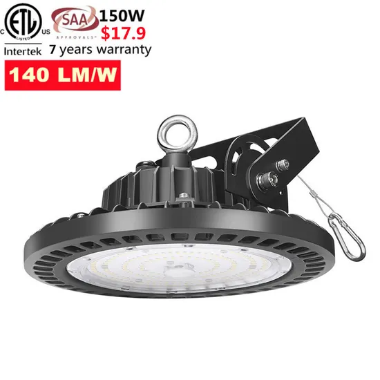 7 Years Warranty Project Light Solution 150W 200W LED High Bay Light Lighting 4000K 140lm/W 190lm/W Die-Casting Aluminum Heat Sink Pendant Warehouse Lamp Dlc UL