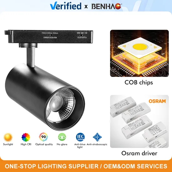 Factory Wholesale High Quality LED Die-Cast Aluminum Black/White Smart Home Dimmable Adjustable 18W 220V Interior Ceiling Track Spot Light