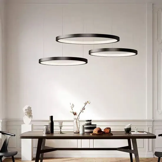 Aluminum Modern Chandelier Copper Nordic Light Luxury Simple Ring Pendant Lamp Lighting for Home Hotel Building Villa Full Spectrum LED Chips