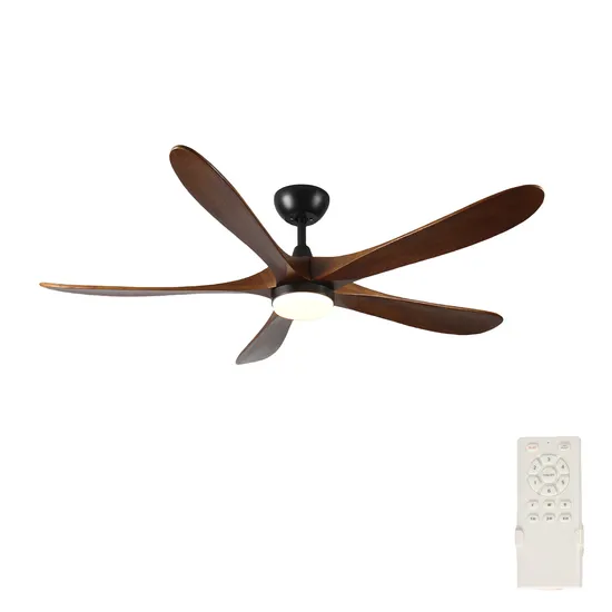 5 Wooden Blade Chandelier Lighting Pendant Light Tuya Ceiling Fan