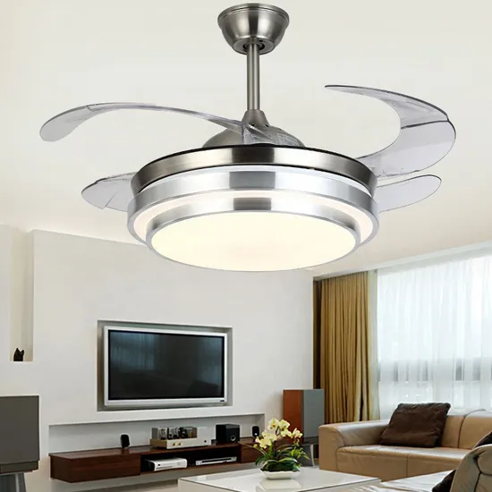 Wholesale Nordic Modern Home AC LED Remote Control Retractable Invisible LED Ceiling Fans Light