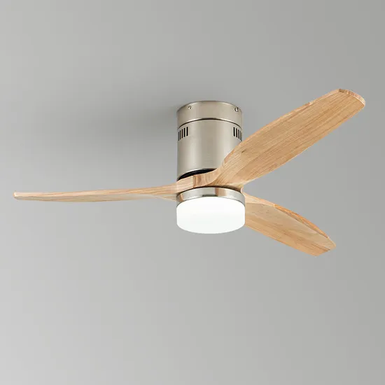 Nordic Electric DC Remote Control Modern BLDC LED Lamp 52 Inch 3 Blade Solid Wood Ceiling Fan with Light