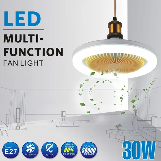 Multi-Function 30W E27 LED Chandelier Hanging Ceiling Smart Fan Light with Remote with Invisible Blade