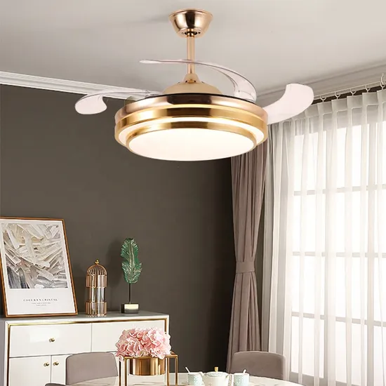China OEM Invisible Blade Living Room Decorative Enclosed Ceiling Fans Light Lamp