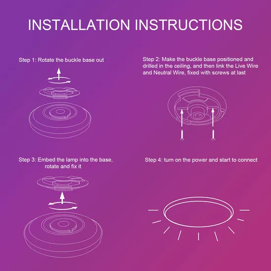 Smart LED Ceiling Light RGB 2400lm Dimmable and Color Changing Flush Mount Lights Fixture