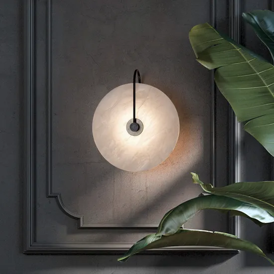 Round Marble Postmodern Luxury Wall Light for Hotel Bedroom
