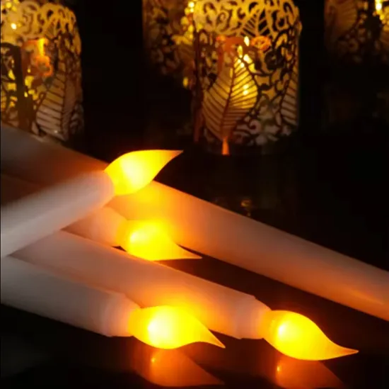 Remote Control Electric Flameless LED Taper Candles Candle Holder Wedding Party Home