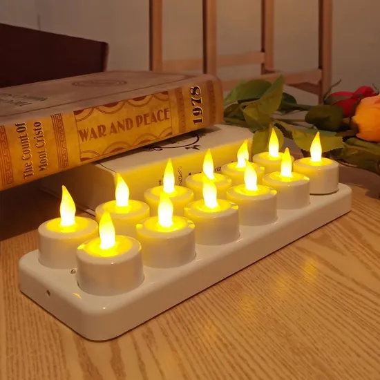 Rechargeable Candles Flameless Flickering LED Tea Lights with Remote & Timer