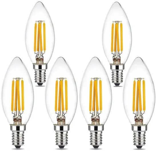 Clear Cover 3W E27 Cool White LED Filament Candle Bulb