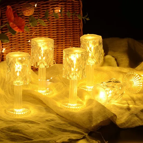 Wholesale Mini Table Home Decorative Lighting Battery Powered Candle Shape Table Night Lamp Crystal Night Table Desk Light