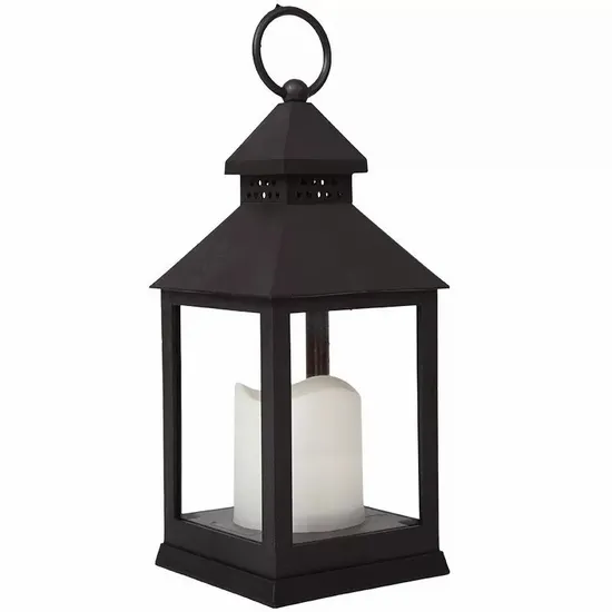 Square Decoration Lantern with Candle Light Black Body