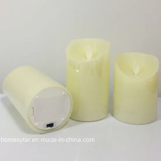 Swing Realistic Flameless Wax LED Pillar Candle Light with Distressed Effect/ Moving Flame LED Candle Operated by Battery