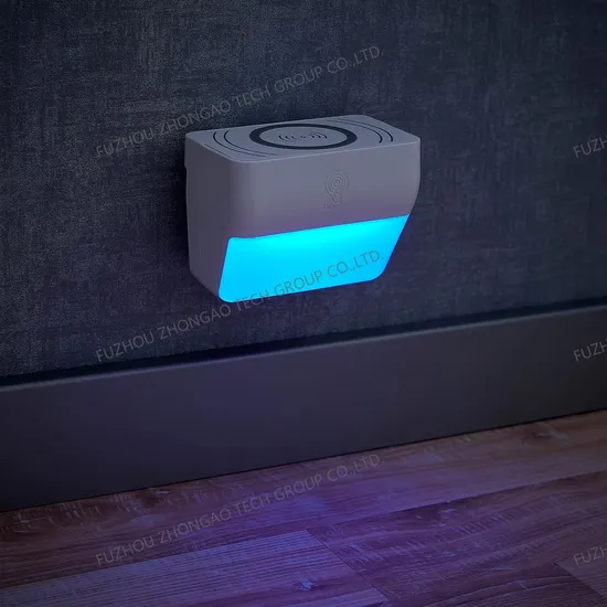 LED Night Light with Qi Wireless Charger Cellphone Power Bank Socket RGB Night Light