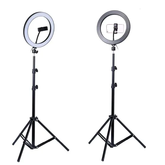 Ring Light with Tripod Stand - Dimmable Selfie Ring Light LED Camera Ringlight with Tripod and Phone Holder for Live Stream