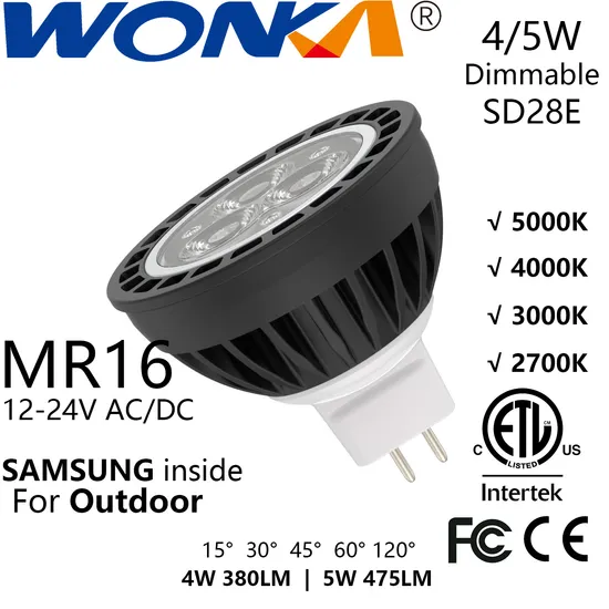 Economical LED MR16 Lamp Bulb with 4/5W 12-24V AC/DC for Landscape Lighting