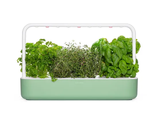 Click Grow Indoor 9 Plant Pods PVC Hydroponic System Technology Herb Garden Starter Kit with Grow Lights