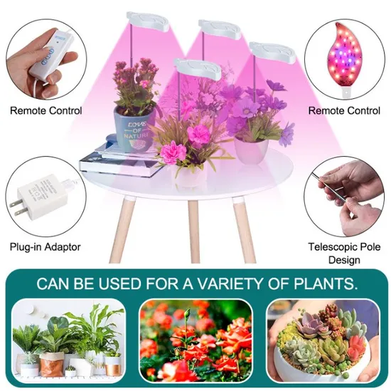 Hot 4 PCS Leaf Shape Full Spectrum LED Grow Light for Plant Dimmer LED Plant Lighting Indoor Plants with Full Spectrum with Time Setting