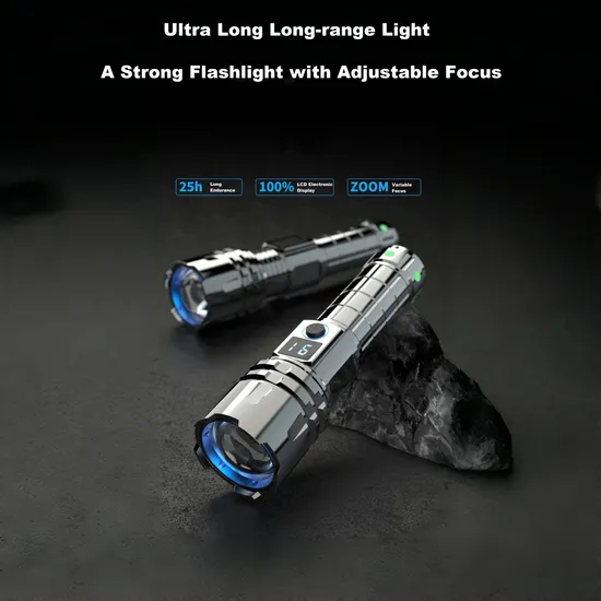 Type-C Rechargeable USB Output Zoomable LED Torch Tactical Slt 25W LED Flashlight