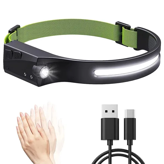 Outdoor Camping Light Induction Head Lamp LED Flashlight USB Rechargeable Headlamp