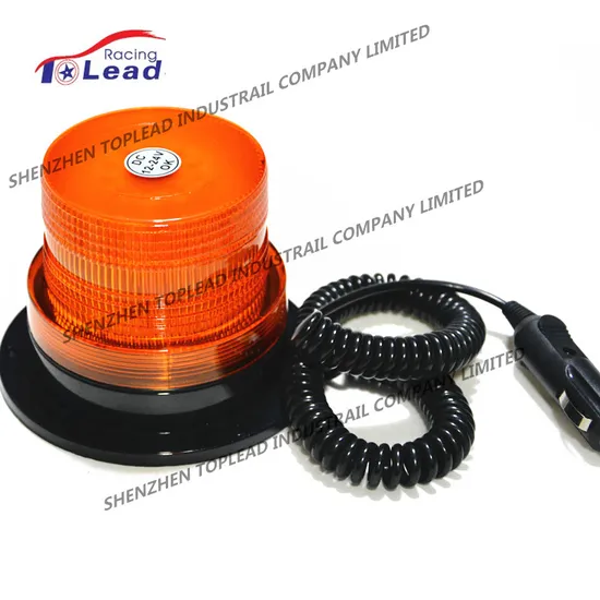 12-80V LED Red Strobe Rotating Beacon Light PC Lens Signal Warning Lamp