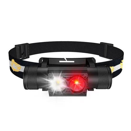 Waterproof Rechargeable Strong LED Headlamp Red Safety Light Portable Head Lamp Outdoor Blue Green Yellow Light