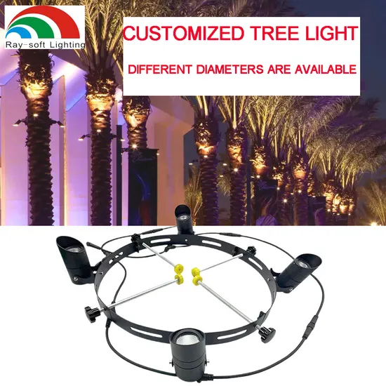 Customized LED Waterproof Outdoor Use Exterior Aluminum High Quality Palm Coconut Pillar Ring Hug Decorative Holding Tree Uplight Light