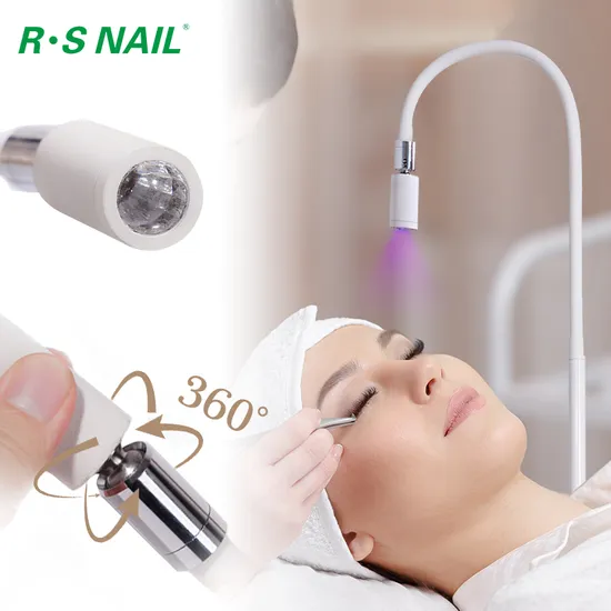 R S Nail White Eyelash Lamp with Rotatable Lamp Head Glue Cures Quickly and Does Not Hurt The Skin LED Extended UV Eyelash Lamp