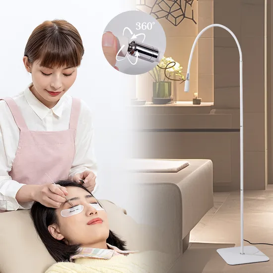 Adjustable R S Nail Beauty Salon White Eyelash Lamp with Rotatable Lamp Head LED Beauty Light Landing Beauty Lash Lamp