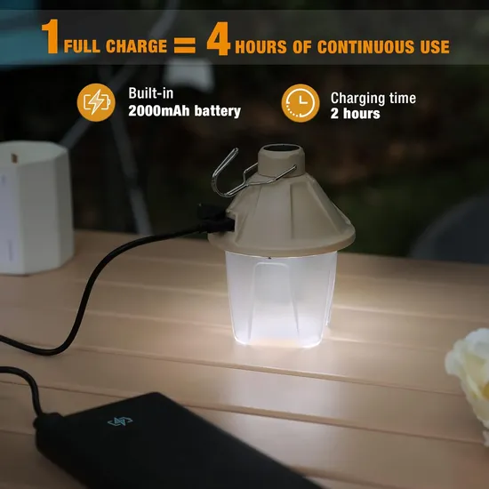 Goldmore2 2000mAh USB C Tent Lamp White Warm Light Camping Lantern