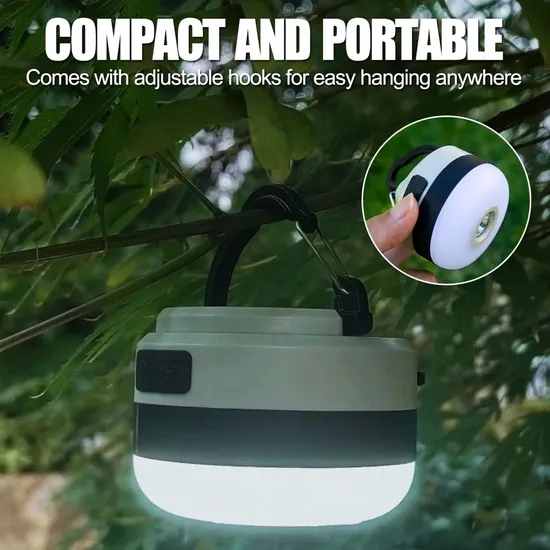 2024 New Portable Rechargeable Emergency Flashlight Outdoor Camping Hanging Light with Hook