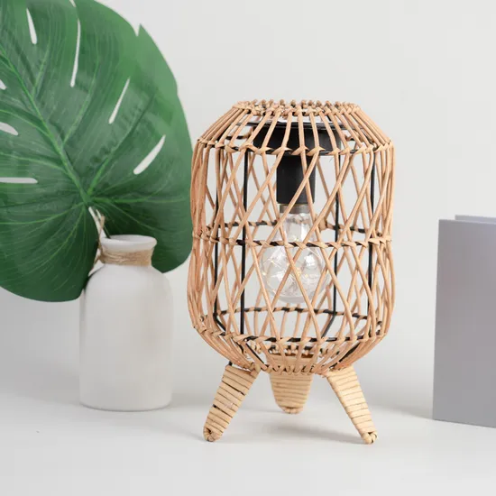 Elegant Rattan Solar Lantern for Outdoor Decor and Lighting