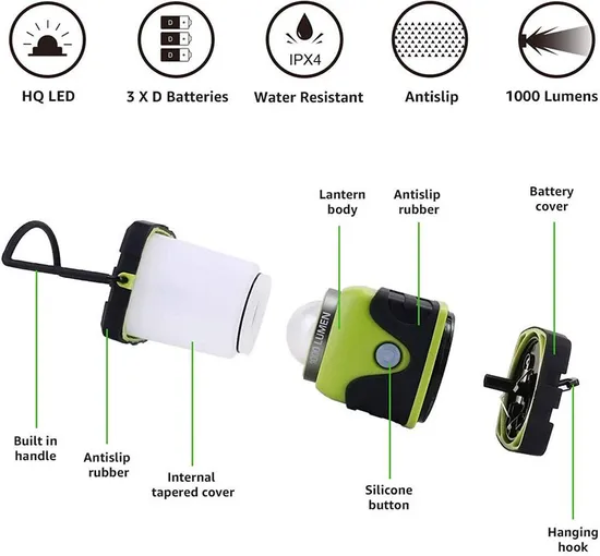 Hot Sale Waterproof Camping 1000 Lumen Portable Emergency Dimming Camp Lights