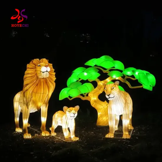 Theme Park Zoo Decorative Chinese Decorative Lion Leopard Tiger Elephant Panda Animal Lanterns