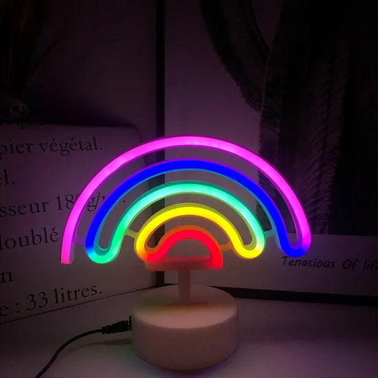 Rainbow Night Light & Table LED Lights & 3D Night Light for Girls Bedroom Hanging Wall Party Decoration