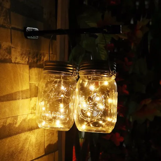 Solar Lamp Mason Lamp Outdoor Garden Lamp Bottle Hanging Lamp Glass Jar Lamp Ins Creative Wishing Lights