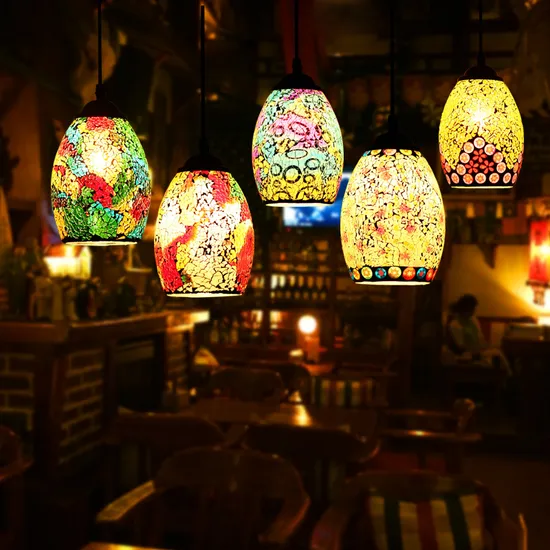 OEM Exotic Button LED Restaurant Bar Color Chandelier Glass Lamp