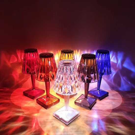 LED Rechargeable Crystal Colorfull Table Desk Portable Lamp
