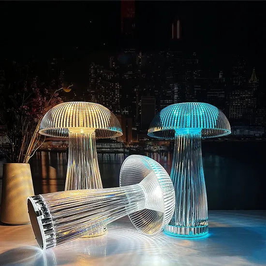 Touch Switch Crystal Jellyfish Table Desk Lamp with 3/16 Colors Changing Remote Control