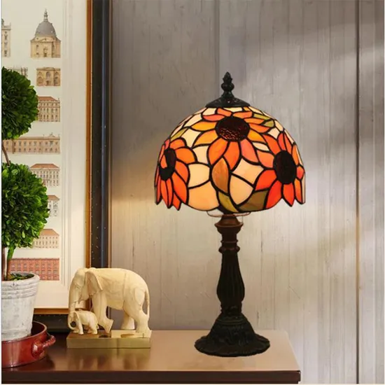 Tiffany Table Lamp 20cm Sun Flower Lamp Shape E27 Bedroom Bedside Lamp (WH-TTB-52)