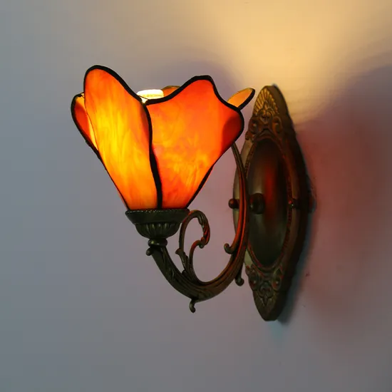 Modern Concise Design Country Style Balcony Hallway Flower Tiffany Wall Lamp