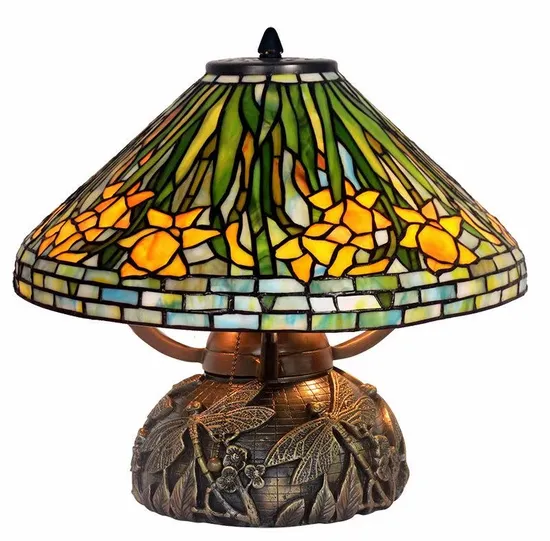 16 Inch Copper Shade Tiffany Daffodils Table Lamp
