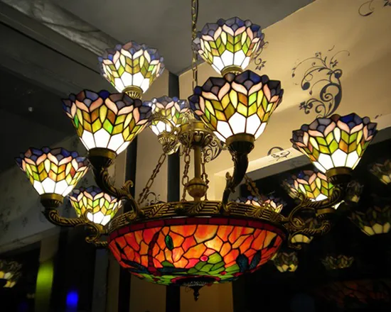 Home Building Lobby Decoration Tiffany Ceiling Lamp
