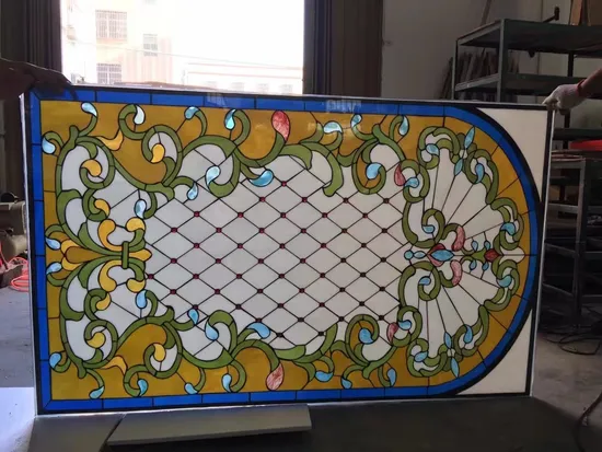 Hanging Peacock with Wisteria Lead Glass Tiffany Style Stained Glass Window