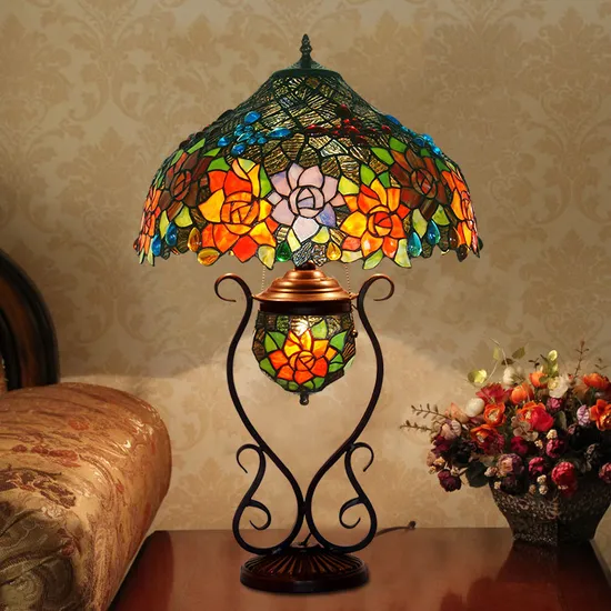 12" or 16", 18" Ce Approved Stained Glass Tiffany Table Lamp for Bedroom with Wholesale Price